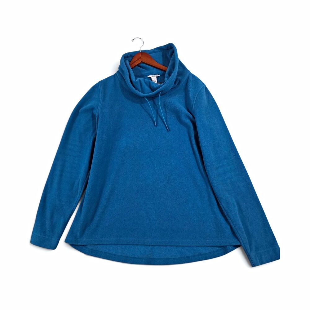 Bass Blue Fleece Pullover Hoodie Men's Size L Solid Long Sleeve Drawstring